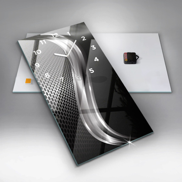 Vertical wall clock Black metal abstraction