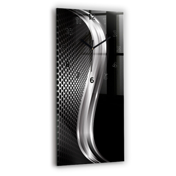 Vertical wall clock Black metal abstraction