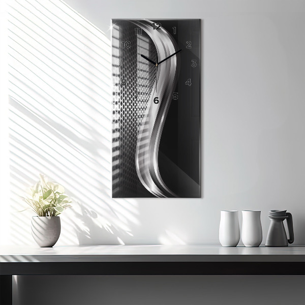 Vertical wall clock Black metal abstraction