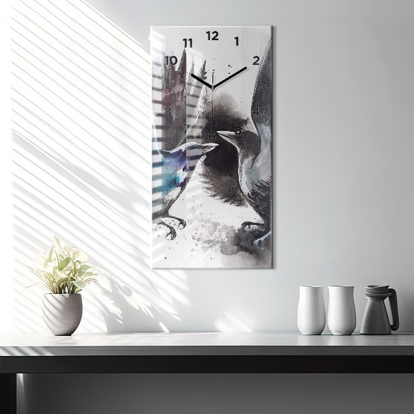 Vertical wall clock Painted Birds