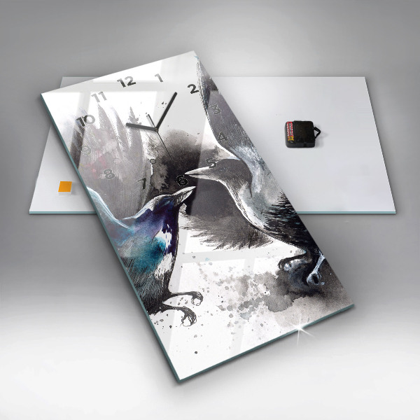 Vertical wall clock Painted Birds