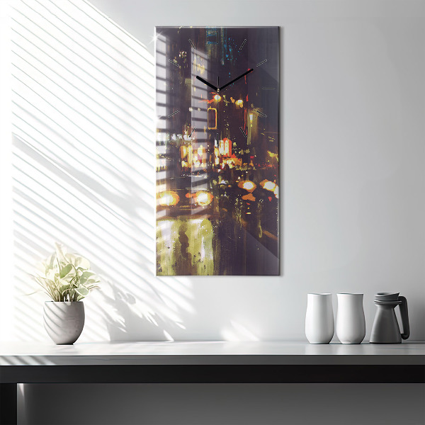 Vertical wall clock Painted city