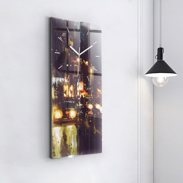Vertical wall clock Painted city