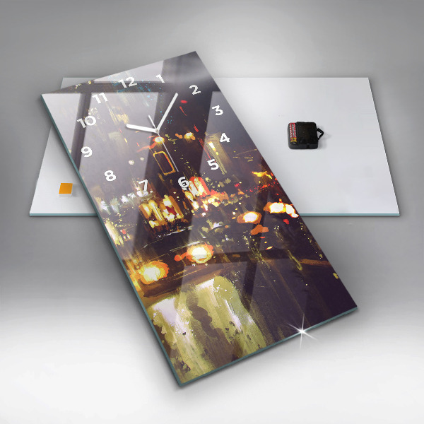 Vertical wall clock Painted city