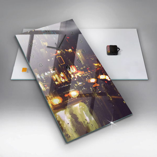 Vertical wall clock Painted city