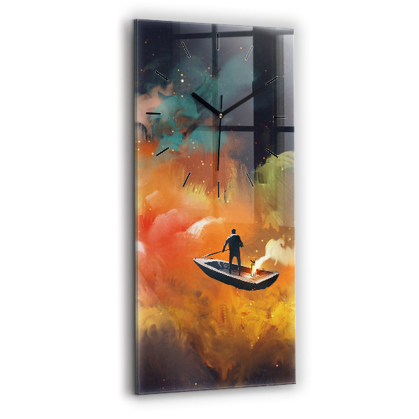 Vertical wall clock Abstract painting