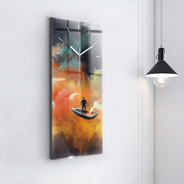 Vertical wall clock Abstract painting