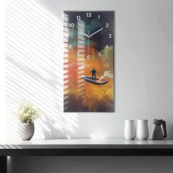 Vertical wall clock Abstract painting