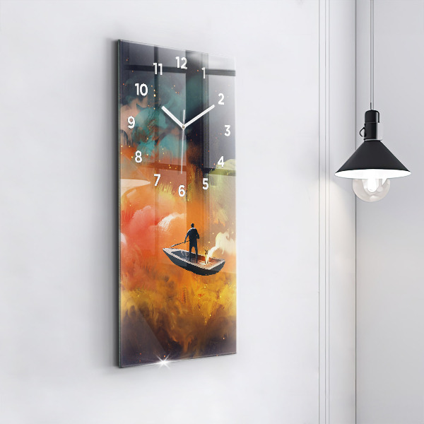 Vertical wall clock Abstract painting