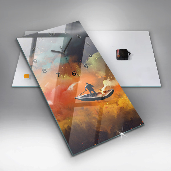 Vertical wall clock Abstract painting