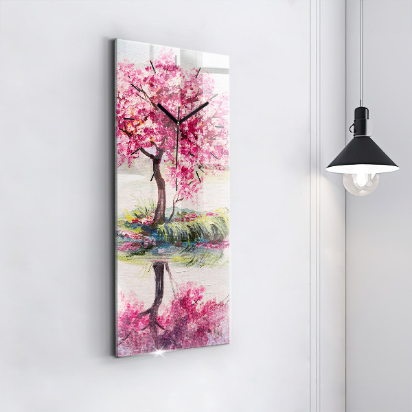 Vertical wall clock Tree Mosaic