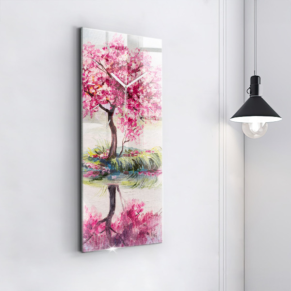 Vertical wall clock Tree Mosaic