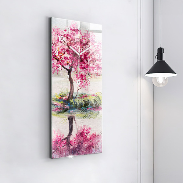 Vertical wall clock Tree Mosaic