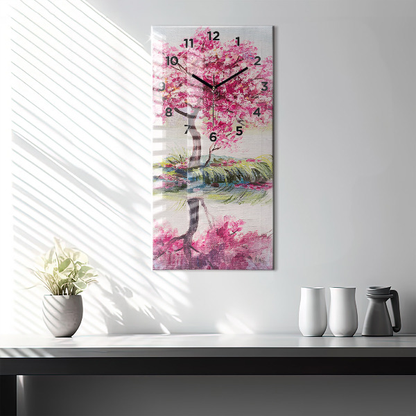 Vertical wall clock Tree Mosaic