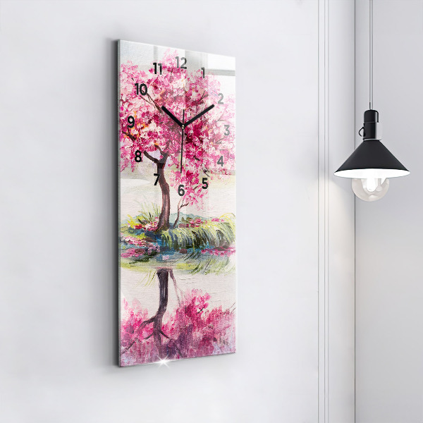 Vertical wall clock Tree Mosaic