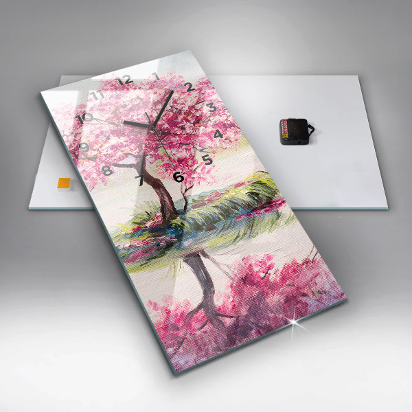 Vertical wall clock Tree Mosaic