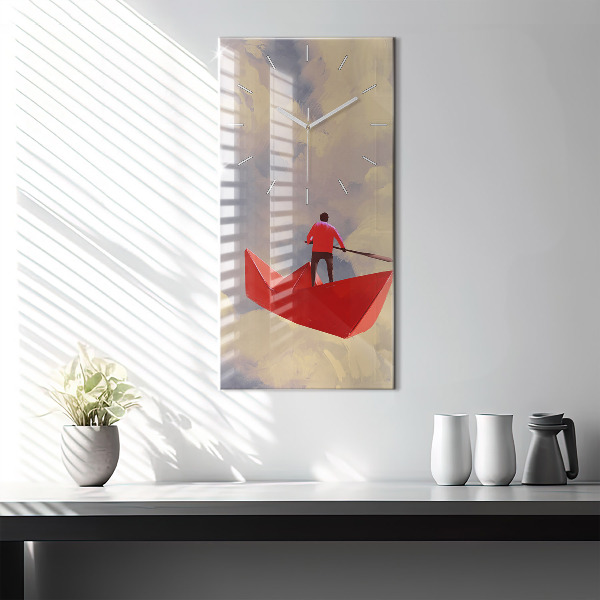 Vertical wall clock Paper ships
