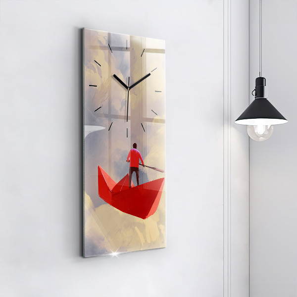 Vertical wall clock Paper ships