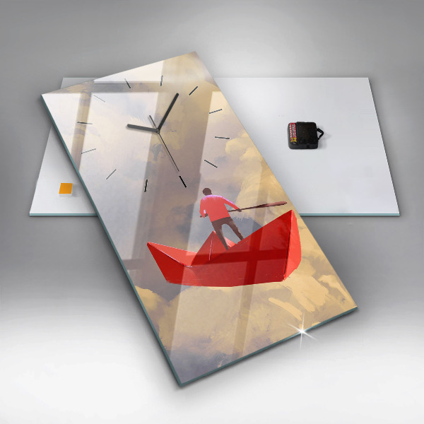 Vertical wall clock Paper ships