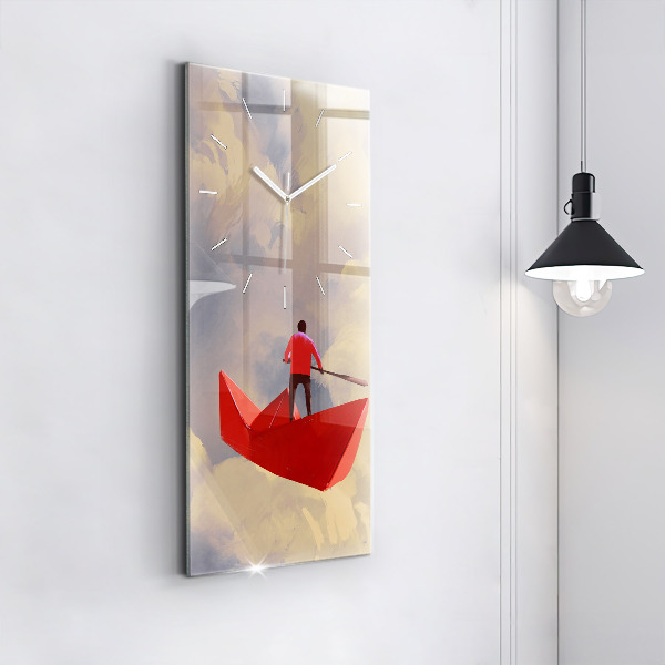 Vertical wall clock Paper ships