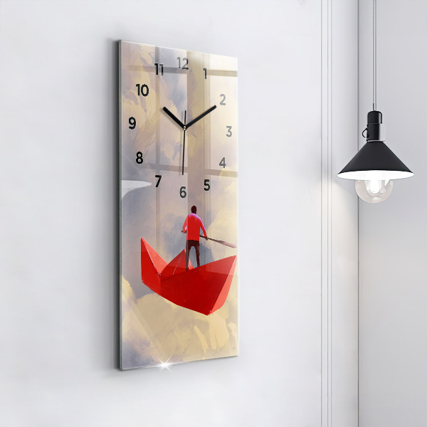 Vertical wall clock Paper ships