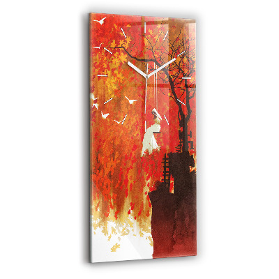 Vertical wall clock Bride in autumn