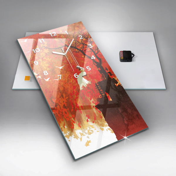 Vertical wall clock Bride in autumn
