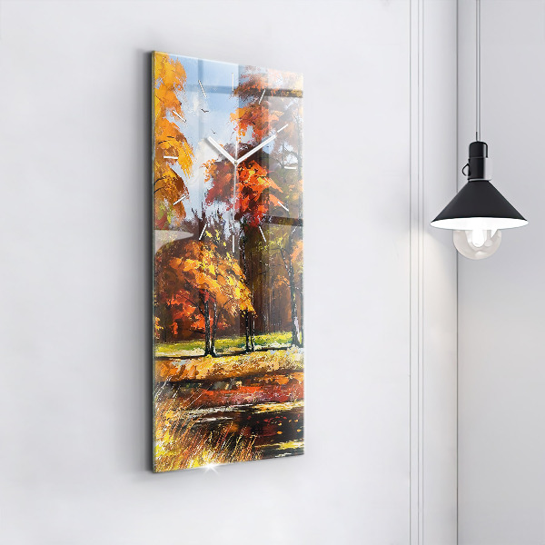 Vertical wall clock Autumn landscape with a river