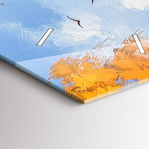 Vertical wall clock Autumn landscape with a river