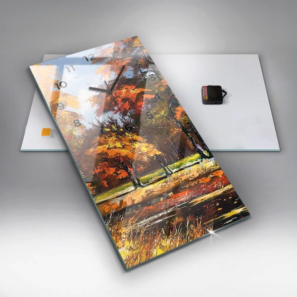 Vertical wall clock Autumn landscape with a river