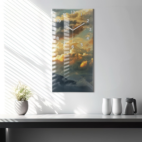 Vertical wall clock Balloon flight in the clouds