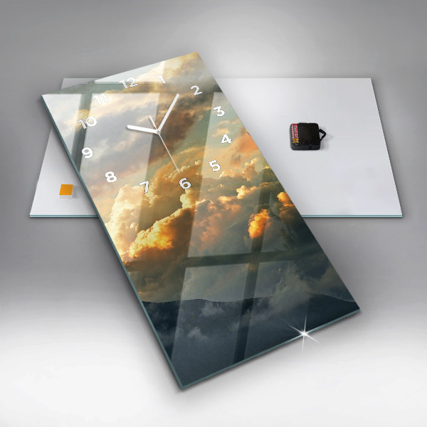 Vertical wall clock Balloon flight in the clouds