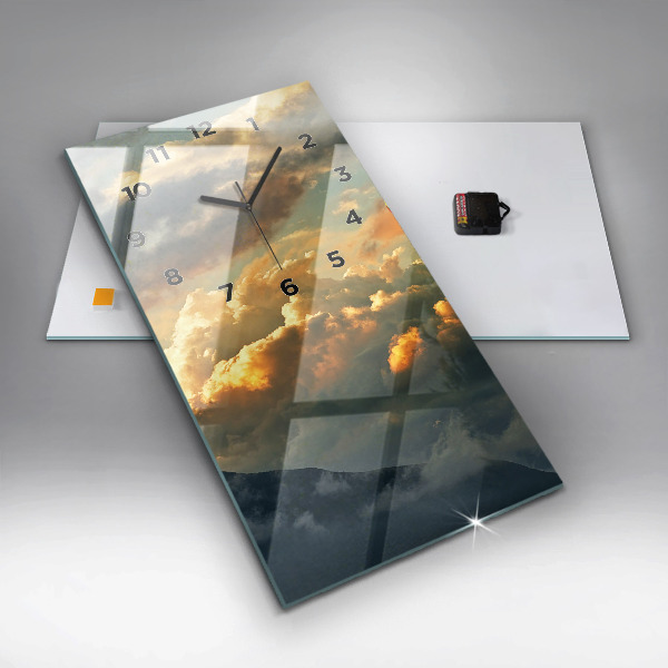 Vertical wall clock Balloon flight in the clouds