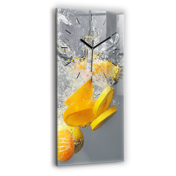 Vertical wall clock Citrus in water