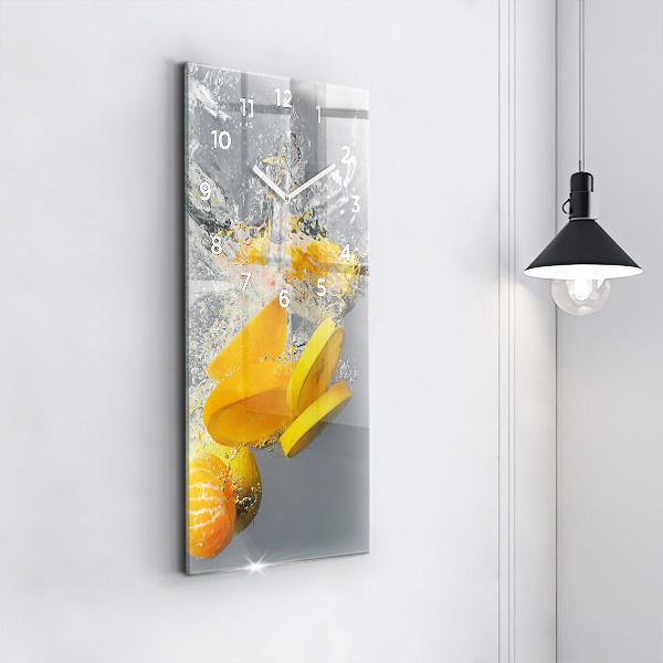 Vertical wall clock Citrus in water