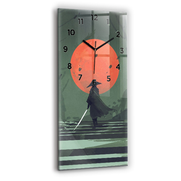 Vertical wall clock Samurai in the forest
