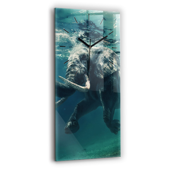Vertical wall clock Swimming elephant in the ocean