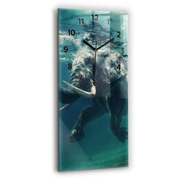 Vertical wall clock Swimming elephant in the ocean