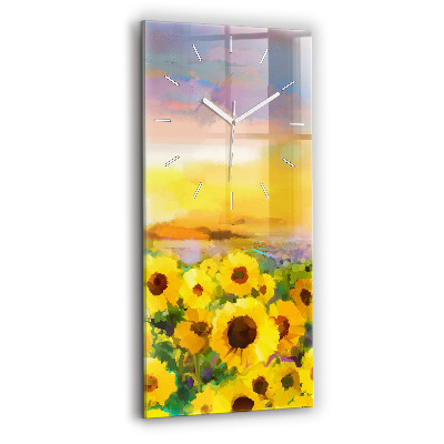 Vertical wall clock Sunflower Field