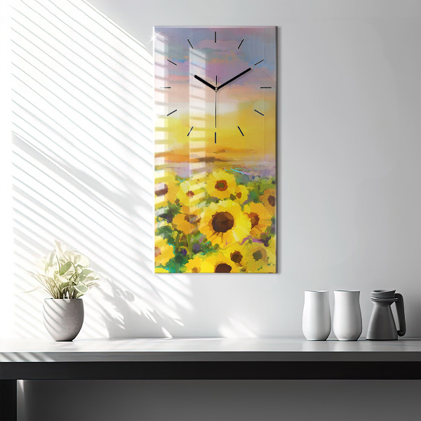 Vertical wall clock Sunflower Field
