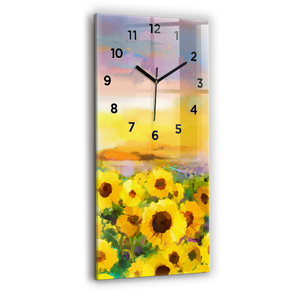 Vertical wall clock Sunflower Field