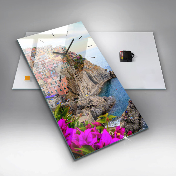 Vertical wall clock Cinque Terre Coast