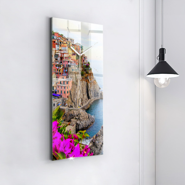 Vertical wall clock Cinque Terre Coast