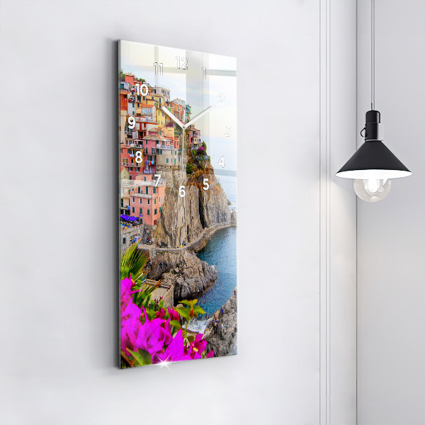 Vertical wall clock Cinque Terre Coast