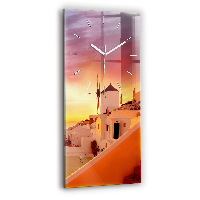 Vertical wall clock Old windmill in Santorini