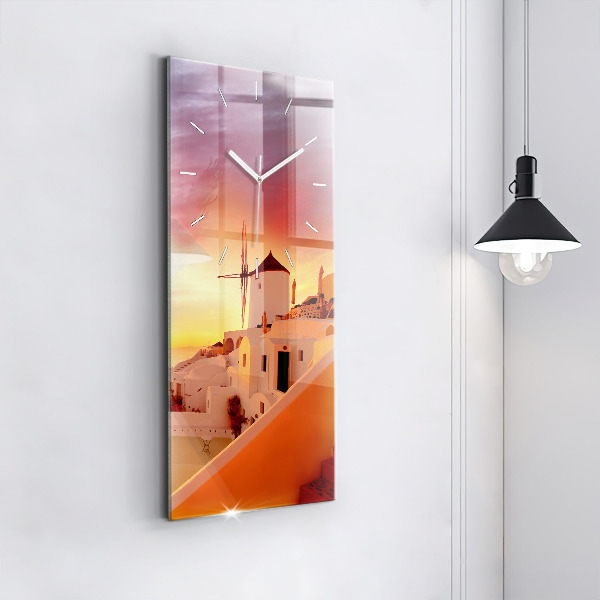 Vertical wall clock Old windmill in Santorini
