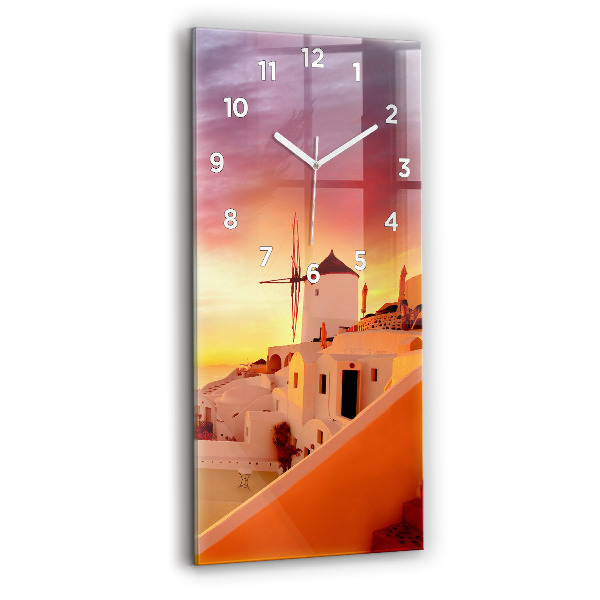 Vertical wall clock Old windmill in Santorini