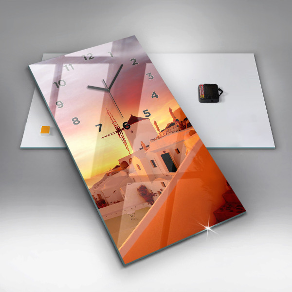 Vertical wall clock Old windmill in Santorini