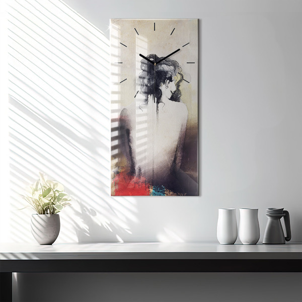 Vertical wall clock Abstract portrait of a woman