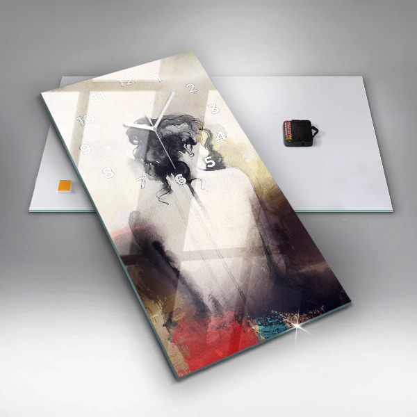 Vertical wall clock Abstract portrait of a woman